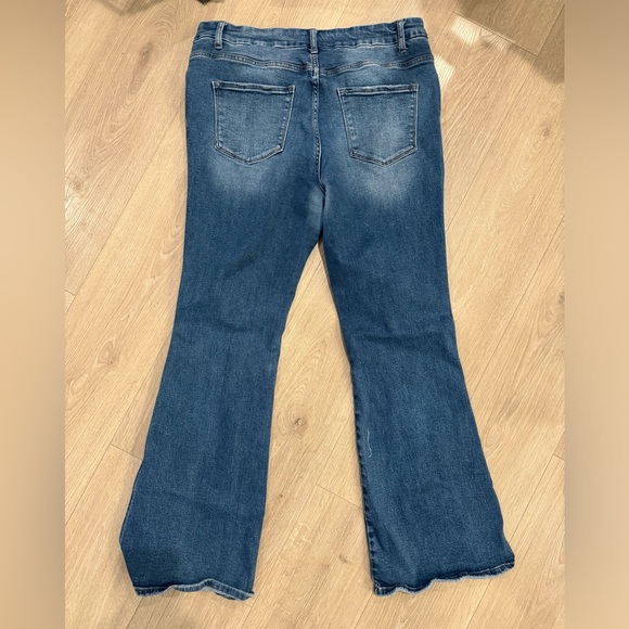 VERVET by Flying Monkey High Rise Seamless Waistband Distressed Flare Jeans - Picture 2 of 5